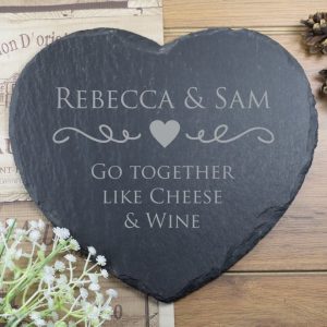25cm Loveheart Slate Placemat