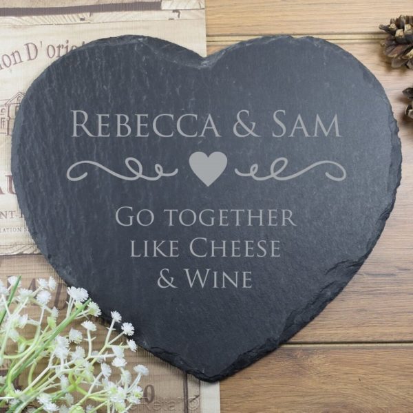 Personalised Heart Slate Placemat (25cm)